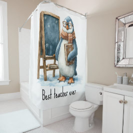 Bester Lehrer Aller Zeiten Winter Pinguin Design Duschvorhang