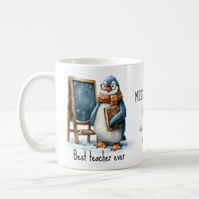 Bester Lehrer Aller Zeiten Winter Pinguin Design Kaffeetasse (Links)