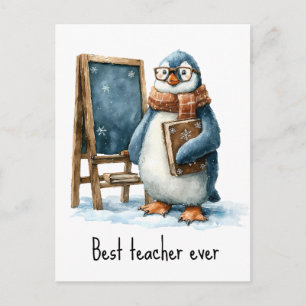 Bester Lehrer Aller Zeiten Winter Pinguin Design Postkarte