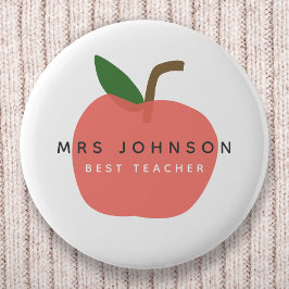 Bester Lehrer | Apple Niedlich Fun Modern Name Sca Button
