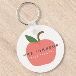 Bester Lehrer | Apple Niedlich Fun Modern Name Sca Schlüsselanhänger