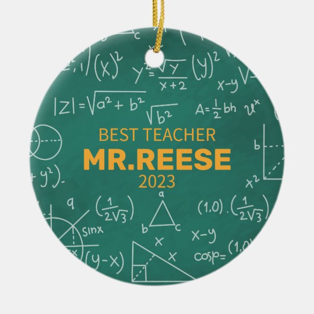 Bester Lehrer Benutzerdefinierter Mathelehrer Name Keramik Ornament (Vorne)
