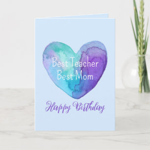 Bester Lehrer Beste Mama Blaues Herz Geburtstag Karte
