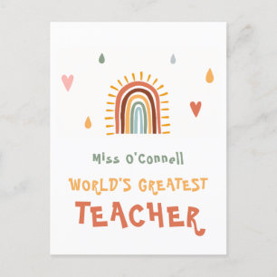Bester Lehrer der Welt Geschenk Boho Regenbogen Postkarte