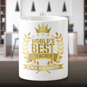 Bester Lehrer der Welt Gold 5 Sterne Kaffeetasse