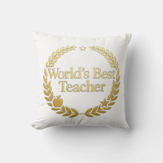 Bester Lehrer der Welt Goldener Lorbeerkranz Wandu Kissen