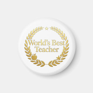 Bester Lehrer der Welt Goldener Lorbeerkranz Wandu Magnet