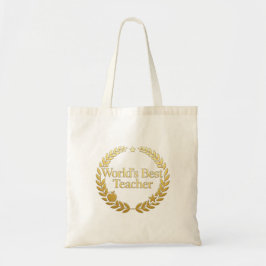 Bester Lehrer der Welt Goldener Lorbeerkranz Wandu Tragetasche