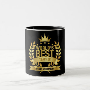 Bester Lehrer der Welt Lustig Gold Schwarz Zweifarbige Tasse