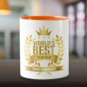 Bester Lehrer der Welt Lustiges Gold Zweifarbige Tasse