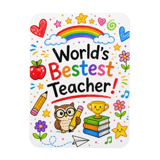 Bester Lehrer der Welt Süße Lehrerbeste Würdigung Magnet (Vertikal)