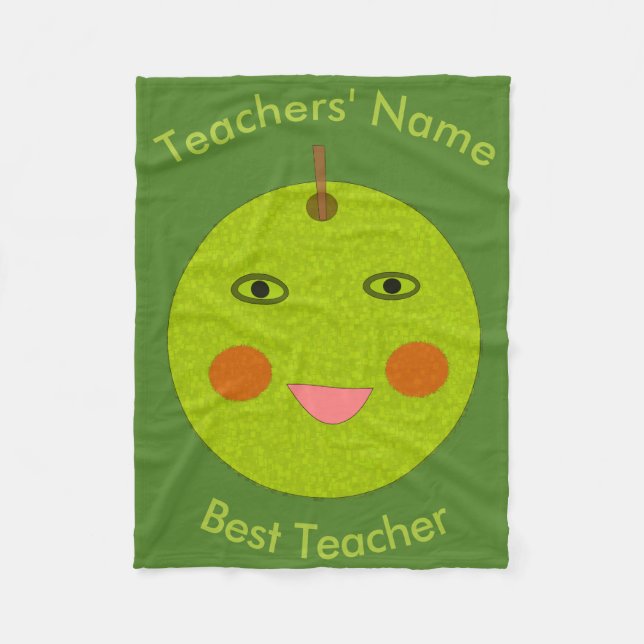 Bester Lehrer Happy Apple Custom Fleece Blanket (Vorderseite)