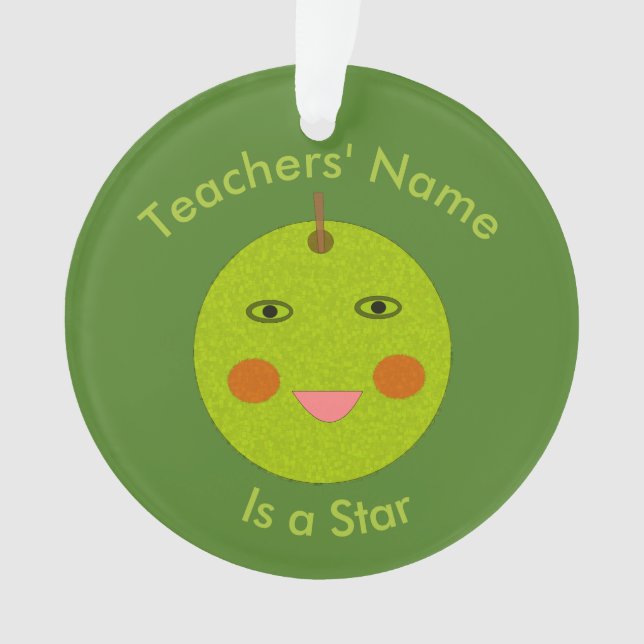 Bester Lehrer Happy Apple Custom Ornament (Vorderseite)