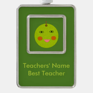 Bester Lehrer Happy Apple Custom Ornament Rahmen-Ornament Silber