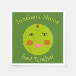 Bester Lehrer Happy Apple Custom Paper Napkins Serviette