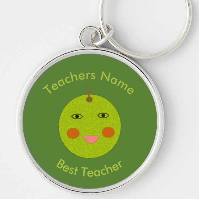 Bester Lehrer Happy Apple Custom Schlüsselanhänger (Vorne)