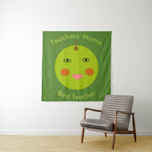 Bester Lehrer Happy Apple Custom Tapestry Wandteppich