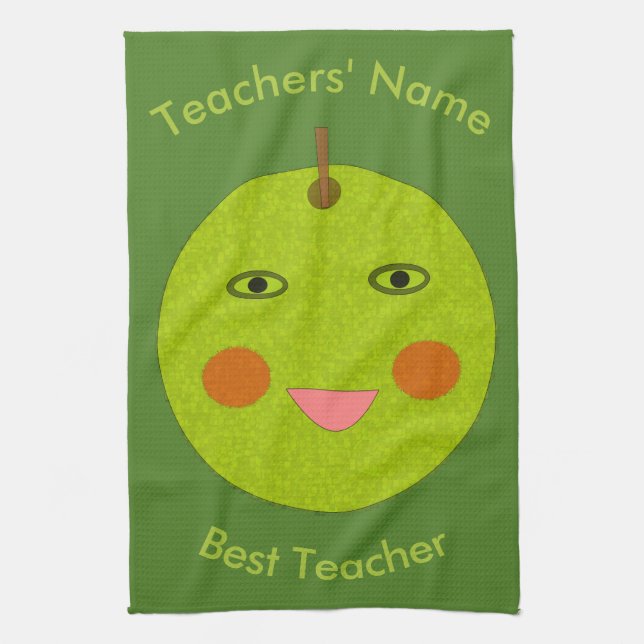 Bester Lehrer Happy Apple Handtuch (Vertikal)