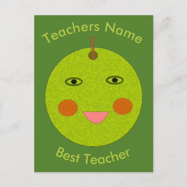Bester Lehrer Happy Apple Personalisierte Postkart Postkarte (Vorderseite)