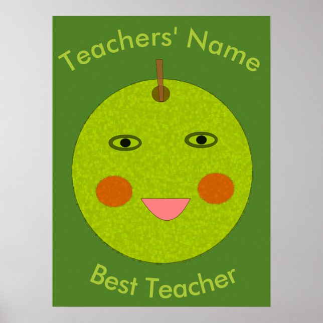 Bester Lehrer Happy Apple Poster (Vorne)