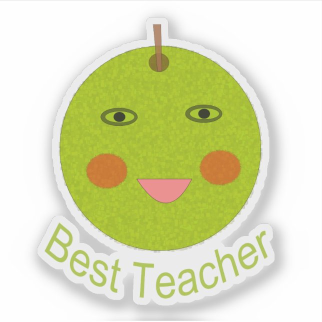 Bester Lehrer Happy Apple Shaped Aufkleber (Vorderseite)
