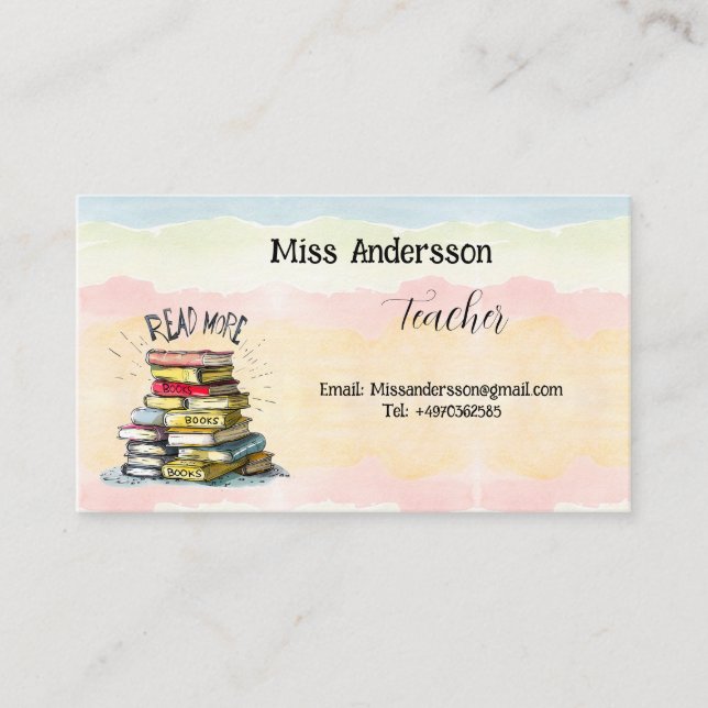 Bester Lehrer in der Welt - Illustration Visitenkarte (Vorderseite)