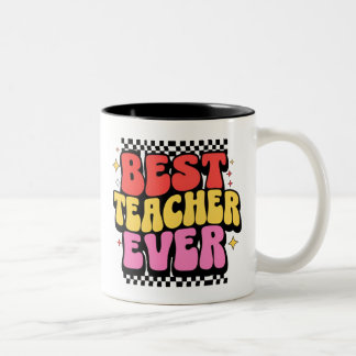 Bester Lehrer je Bold Retro farbenfrohe Tasse Gesc