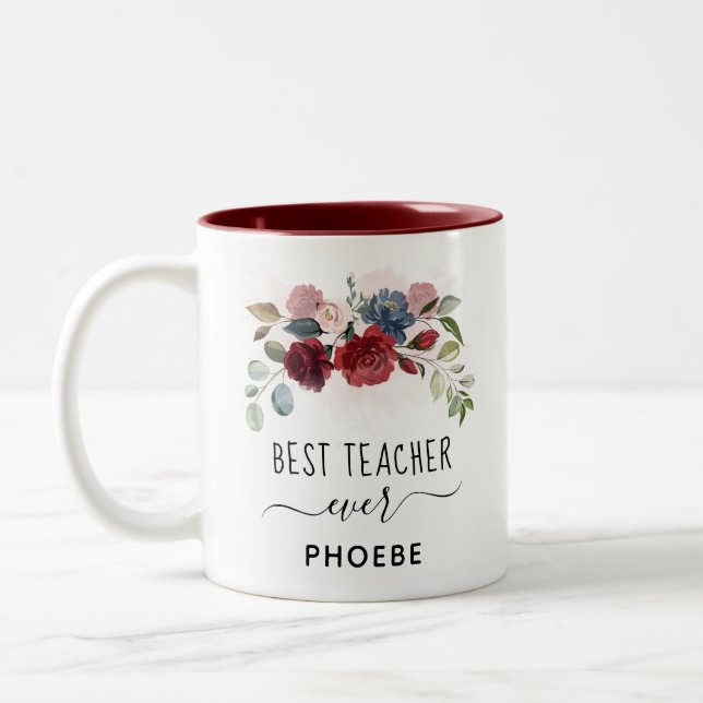 Bester Lehrer je Individuelle Name Zweifarbige Tasse (Links)
