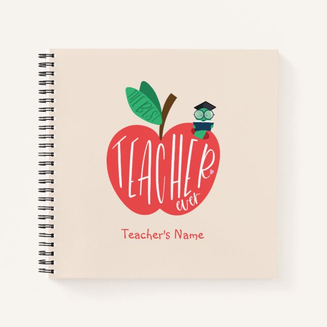 Bester Lehrer je, Lehrer Wertschätzung Apple Wurm Notizbuch (Vorderseite)