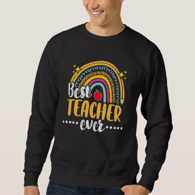 Bester Lehrer je Leopard Boho Rainbow-Lehrer Sweatshirt (Vorderseite)