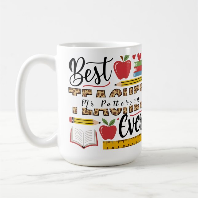 Bester Lehrer je Personalisiert Kaffeetasse (Links)