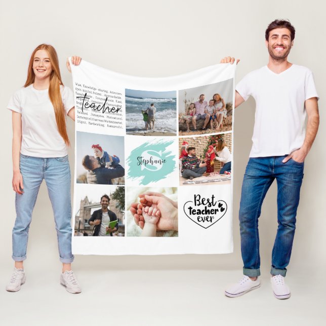 Bester Lehrer je Personalisierter FotoCollage Fleecedecke (Beispiel)