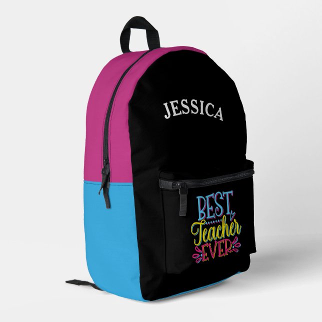 Bester Lehrer je Personalisierter Name Bedruckter Rucksack (Rückseitige Ecke links)