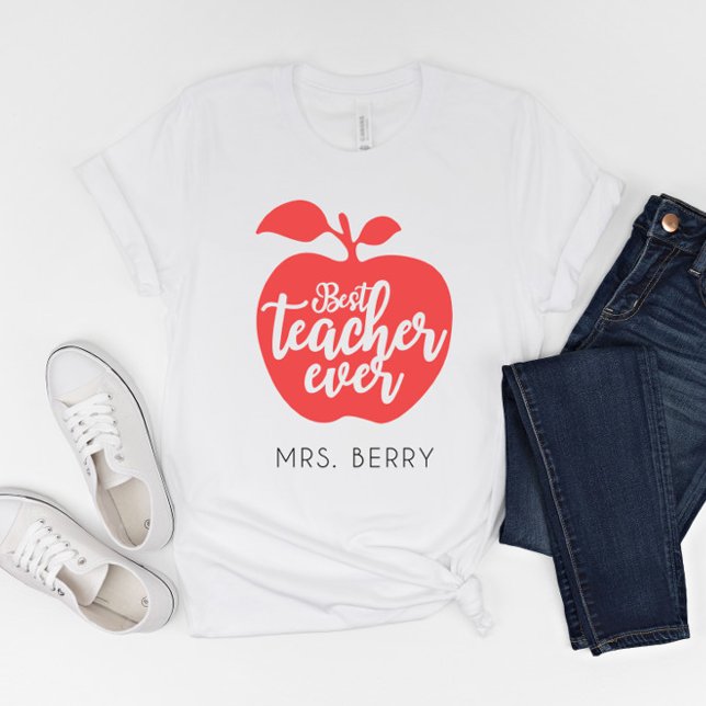 Bester Lehrer je Red Apple Personalisiert T-Shirt (Von Creator hochgeladen)