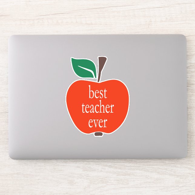 Bester Lehrer je Red Green Apple Lowercase Aufkleber (Computer)