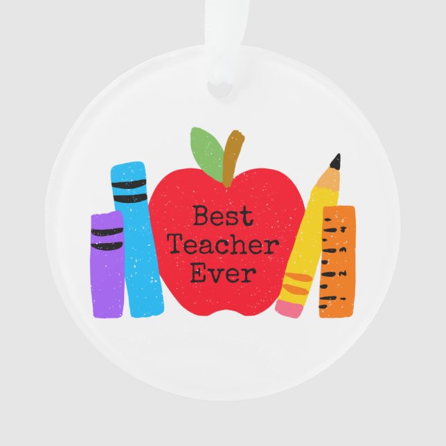 Bester Lehrer je Schule Apple Bücher Stille Spaß Ornament (Vorderseite)