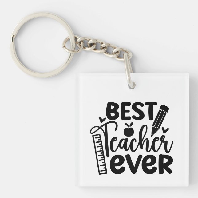 Bester Lehrer je Wordart Schlüsselanhänger (Vorderseite)