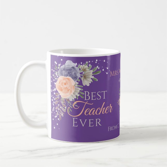 Bester Lehrer jemals Bläserpeony Rose Personalisie Kaffeetasse (Links)