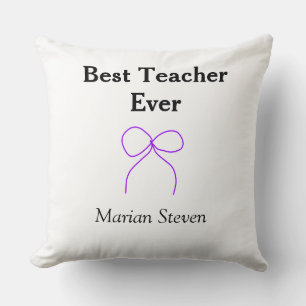 Bester Lehrer jemals violette Schleife Namens Dank Kissen