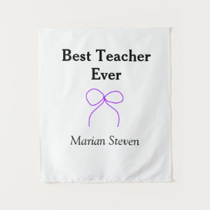 Bester Lehrer jemals violette Schleife Namens Dank Wandteppich