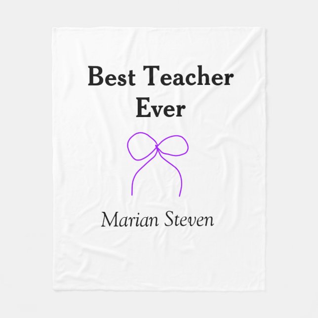 Bester Lehrer jemals violette Schleife Namensanerk Fleecedecke (Vorderseite)