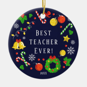 Bester Lehrer jemals Weihnachts-Ornament Keramik Ornament
