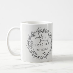 bester Lehrer, moderner Minimalkranz Kaffeetasse