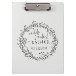 bester Lehrer, moderner Minimalkranz Klemmbrett