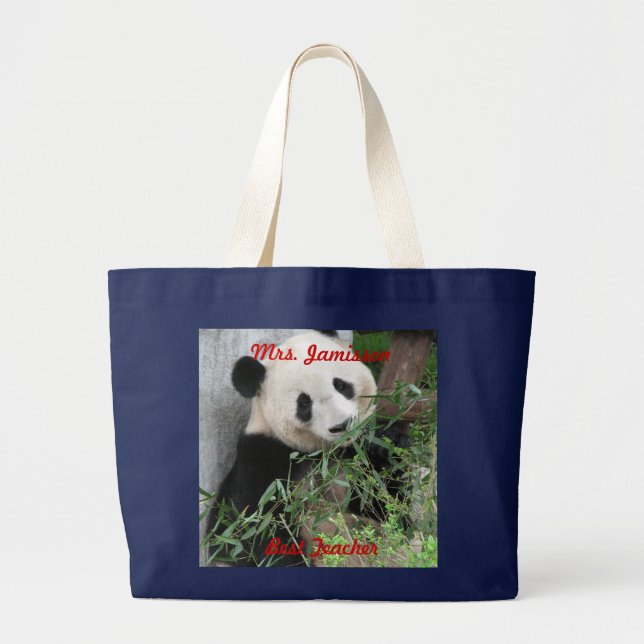 Bester Lehrer, Niedlich Panda, danke Leinwand Jumbo Stoffbeutel (Vorne)