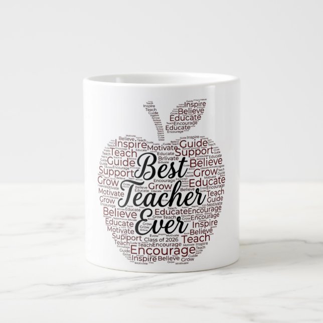 Bester Lehrer überhaupt Apfel-Wortkunst-Kaffeetass Jumbo-Tasse (Vorderseite)