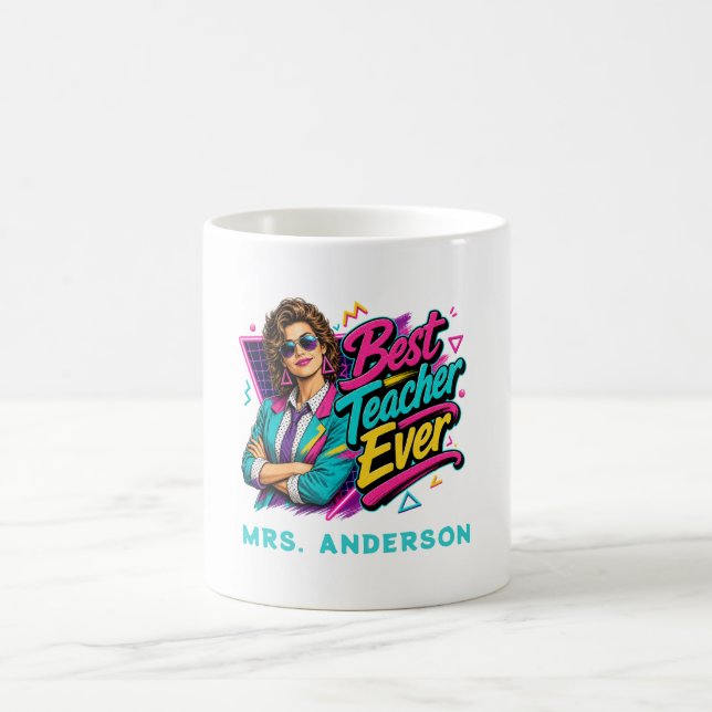 Bester Lehrer überhaupt! Benutzerdefiniert 80er Re Kaffeetasse (Mittel)
