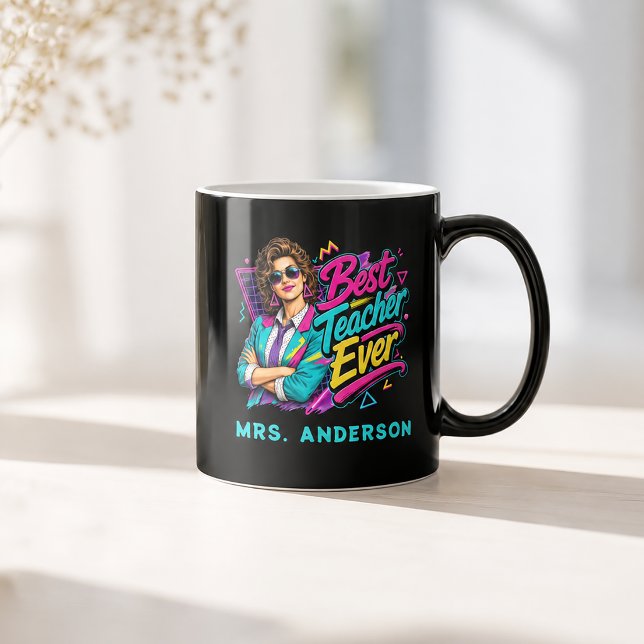 Bester Lehrer überhaupt! Benutzerdefiniert 80er Re Kaffeetasse (Best Teacher Ever! Custom 80s Retro for HER Name Coffee Mug)