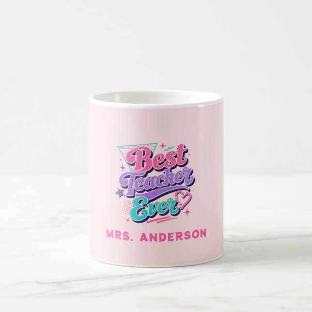 Bester Lehrer überhaupt! Benutzerdefinierter Retro Kaffeetasse (Mittel)