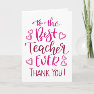 Bester Lehrer überhaupt Danke Typografie in Rosa Karte
